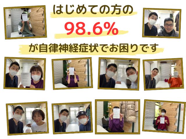 はじめての方の98.6％が自律神経症状でお困りです